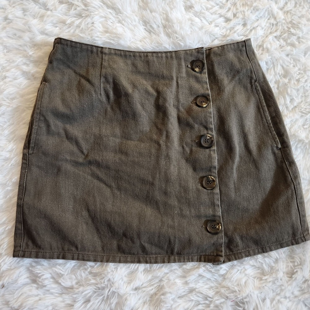 Chloe & Katie Brown Denim Skirt‎ Button Front Junior's M